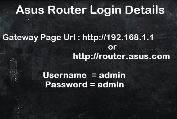 asus router login gateway details with login info