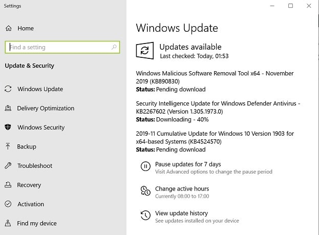 windows update setting from automatic to manual